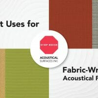 Acoustical fabric panels with Acoustical Surfaces blog title: 4 Smart Uses for Fabric-Wrapped Acoustical Products
