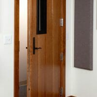 An open soundproof door