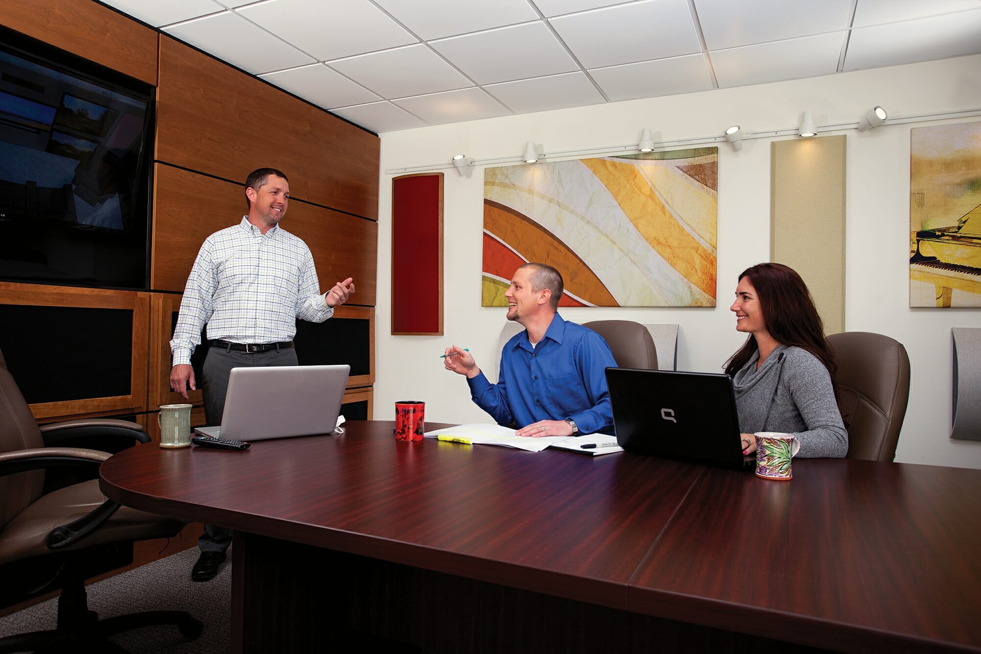 Silk Metal Panels in an office meeting room