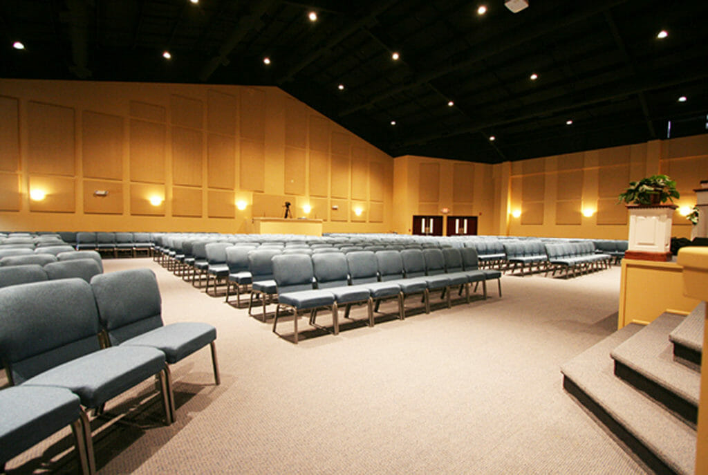 Poly Max™ panels installed in a church sanctuary by Acoustical Surfaces