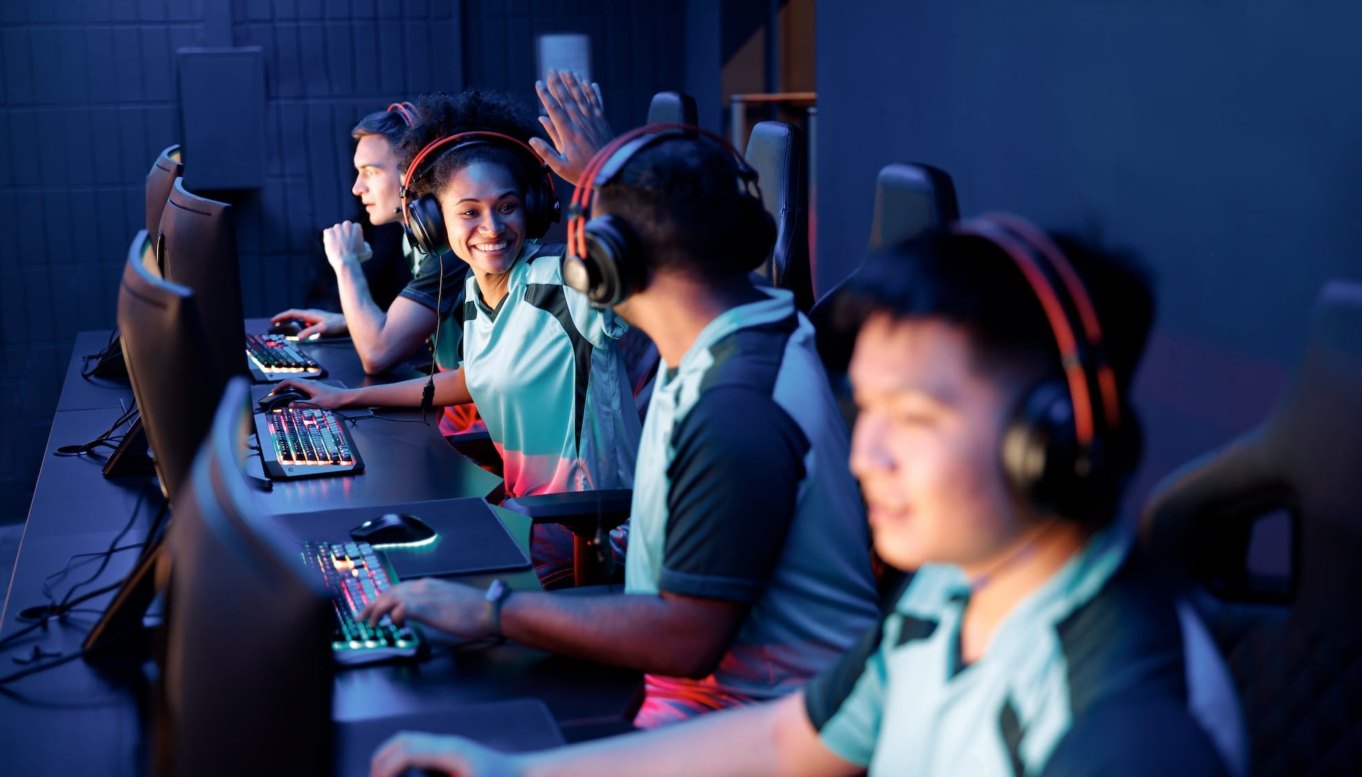 esports players enjoying a game online in a acoustically treated room