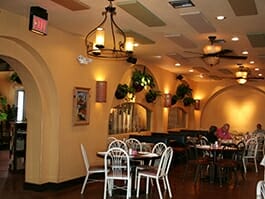 Fabric Wrapped Ceiling Tiles in Restaurant