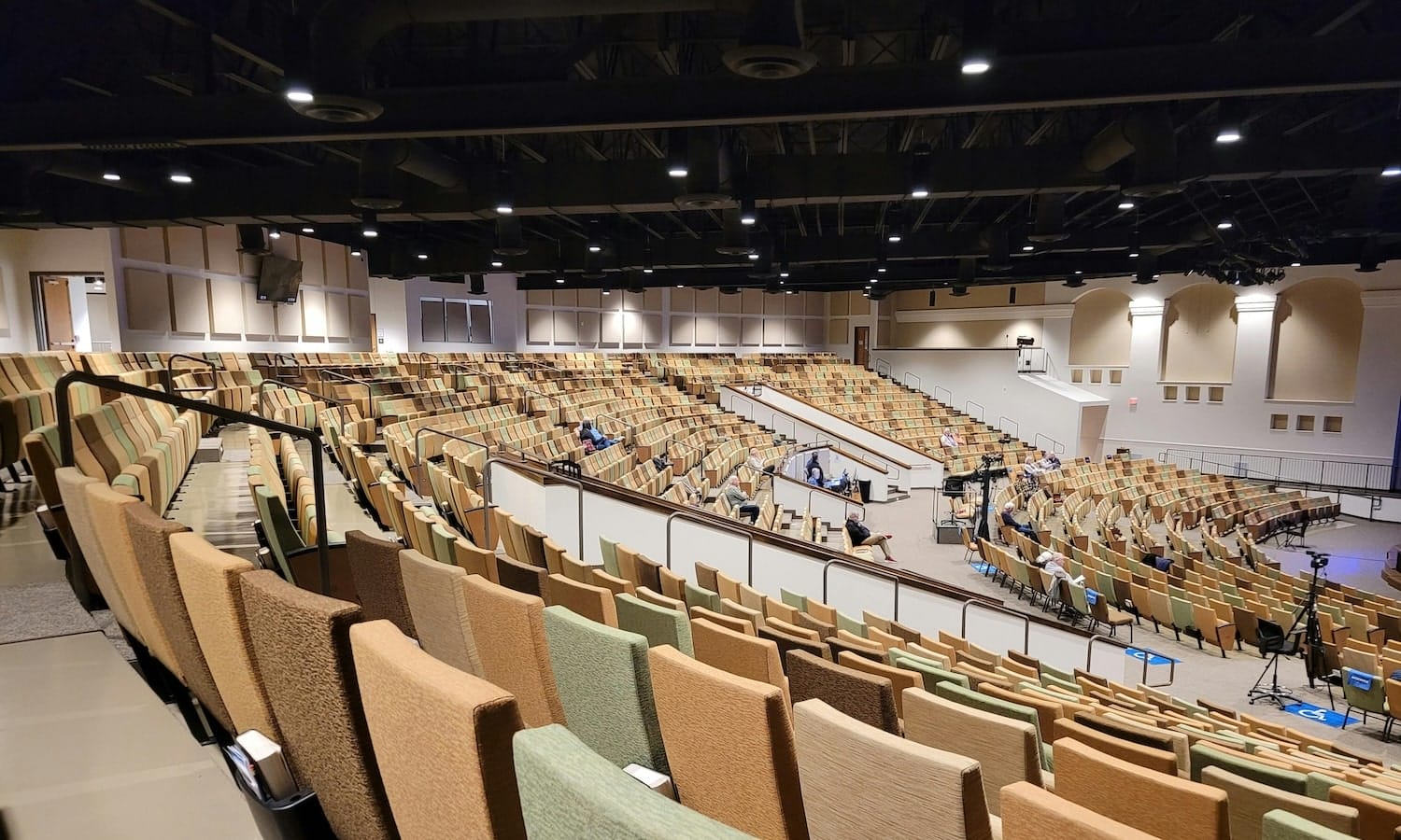 acoustic panels helping to dampen echo and reverb in a church